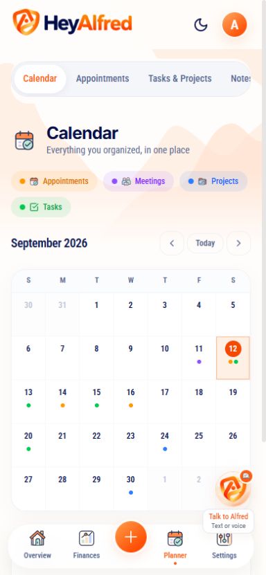 HeyAlfred calendar and appointments